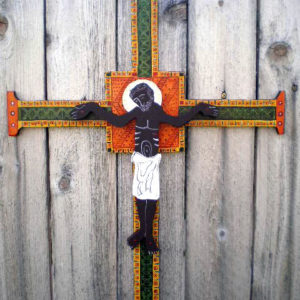African Crucifix - Yellow Orange Pattern -  Large