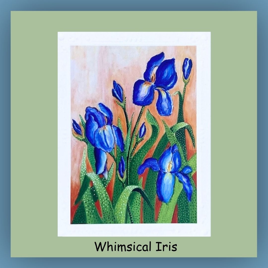 Purple garden Iris on a 5 x7 card. The inside of the card is blank.