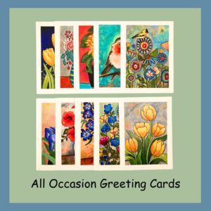All Occasion bright floral greeting cards Insides of cards are black. Over 20 cards to choose from.